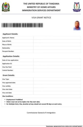 Tanzania-Visa example